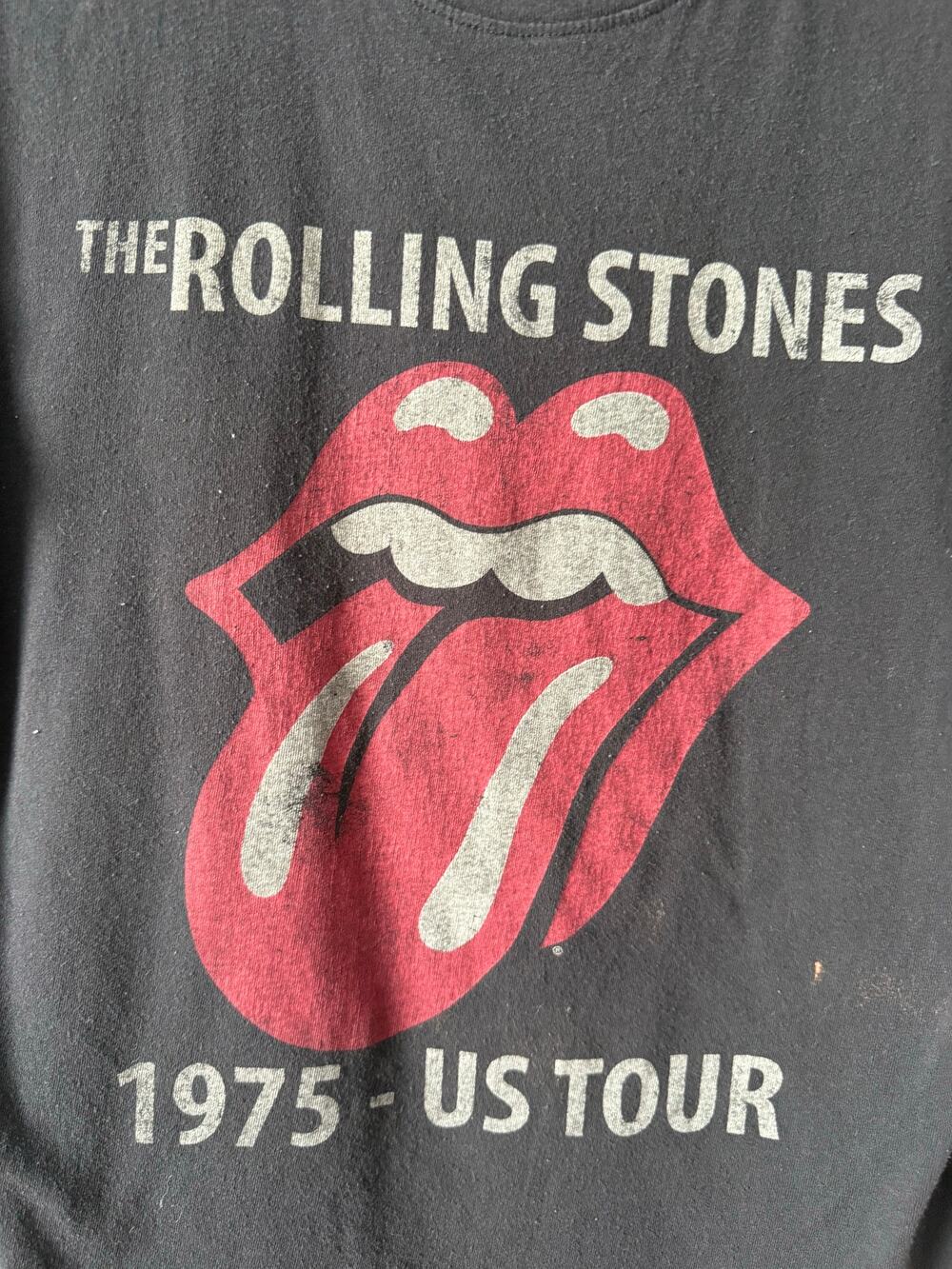 The Rolling Stones 1975 US Tour Graphic Tee Black Unisex Size M Rock Band TShirt